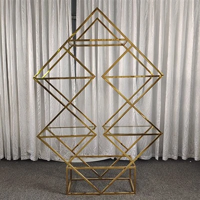 Altın Geometrik Şarap Rafı